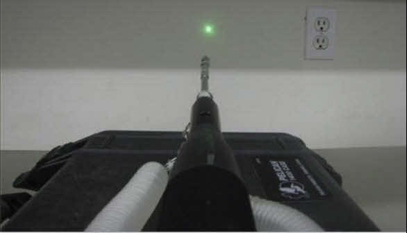 green laser aiming spot with spear gun